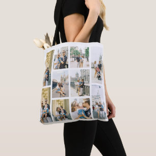 Bolso De Tela Personalizado Ten Collage de fotos Tote Bag