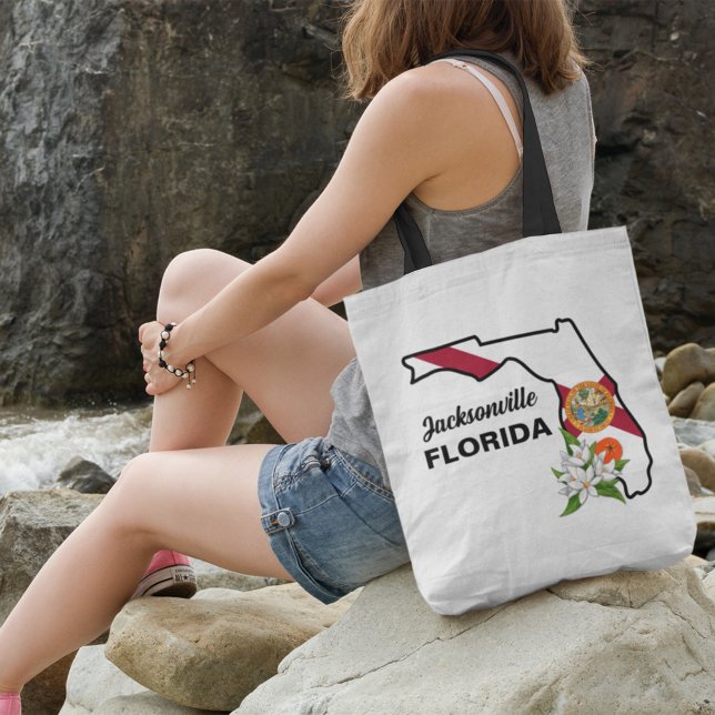 Bolso De Tela Personalizado Texto Bandera de Florida y Flor Nara (Subido por el creador)