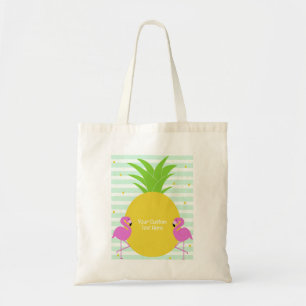 Bolso De Tela Personalizado Texto Flamencos tropicales