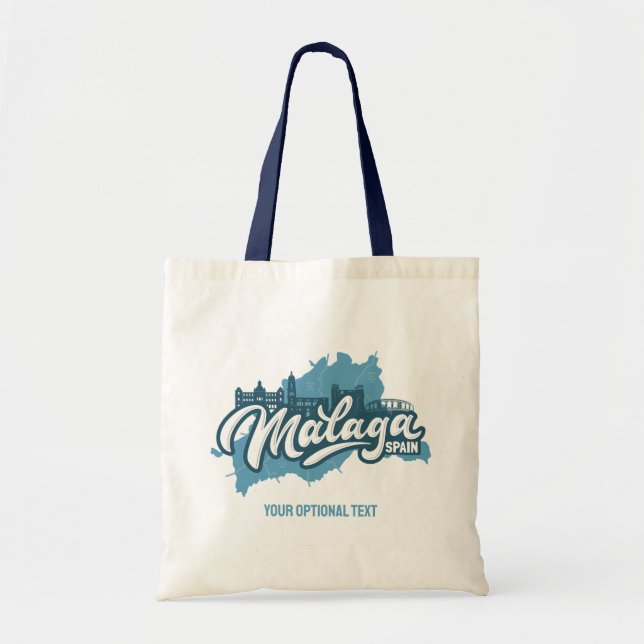 Bolso De Tela Personalizado Texto Málaga España (Frente)