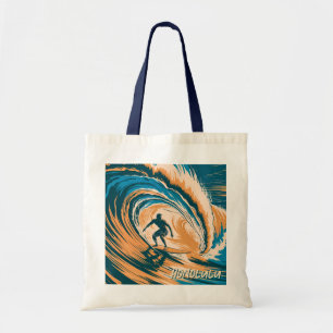 Bolso De Tela Personalizado Texto Retro Honolulu Hawaii Surfing 