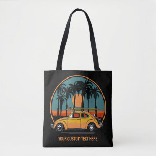 Bolso De Tela Personalizado Texto Surfer Tropical Sunset