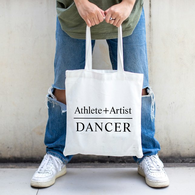 Bolso De Tela Personalizado Textos Atleta y bailarina Artista Si (Custom Text Athlete & Artist Dancer Simple Black Tote Bag)