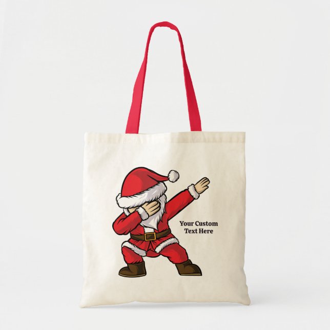 Bolso De Tela Personalizado Textos Dabbing Dancing Santa (Frente)