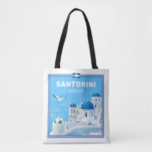 Bolso De Tela Personalizado Textos Santorini Grecia