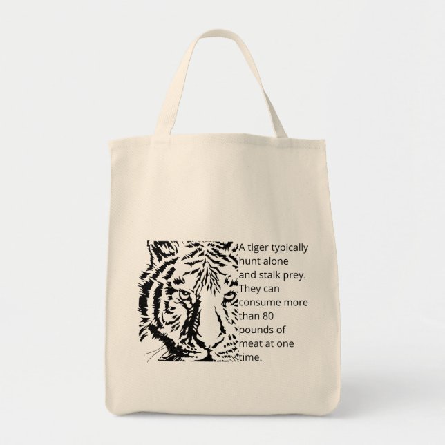 Bolso De Tela Personalizado Tigre negro moderno basado en texto  (Frente)