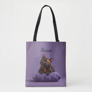 Bolso De Tela Personalizado Tortoiseshell Kitten en un colchón m
