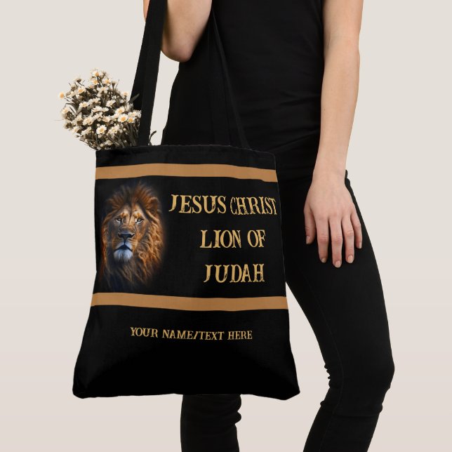 Bolso De Tela Personalizado Tote Bag Jesucristo León De Judá (Detalle)