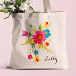 Bolso De Tela Personalizado | Tote de Pascua con Flores de Paisa