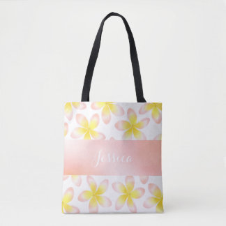 Bolso De Tela Personalizado tropical del Plumeria de la acuarela