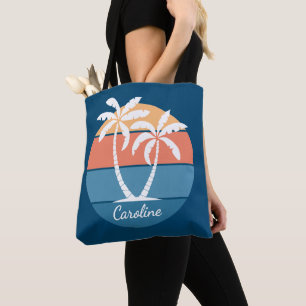 Bolso De Tela Personalizado Tropical Island Beach Ocean Sunset A