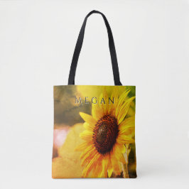 Bolso De Tela Personalizado Tu Nombre Flor Amarilla Brillante