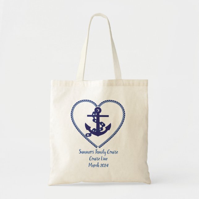 Bolso De Tela Personalizado Vacaciones de crucero familiar Ancla (Frente)
