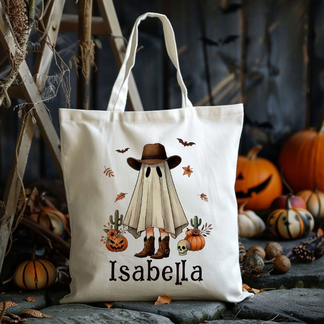 Bolso De Tela Personalizado Vaquera Vaquera Fantasma Trick O Tra (Subido por el creador)