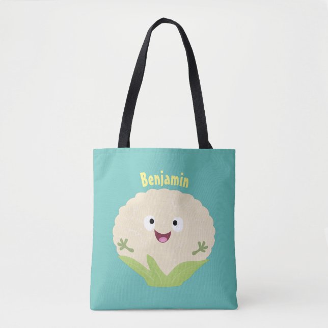 Bolso De Tela Personalizado vegetal de coliflor alegre y dulce (Anverso)