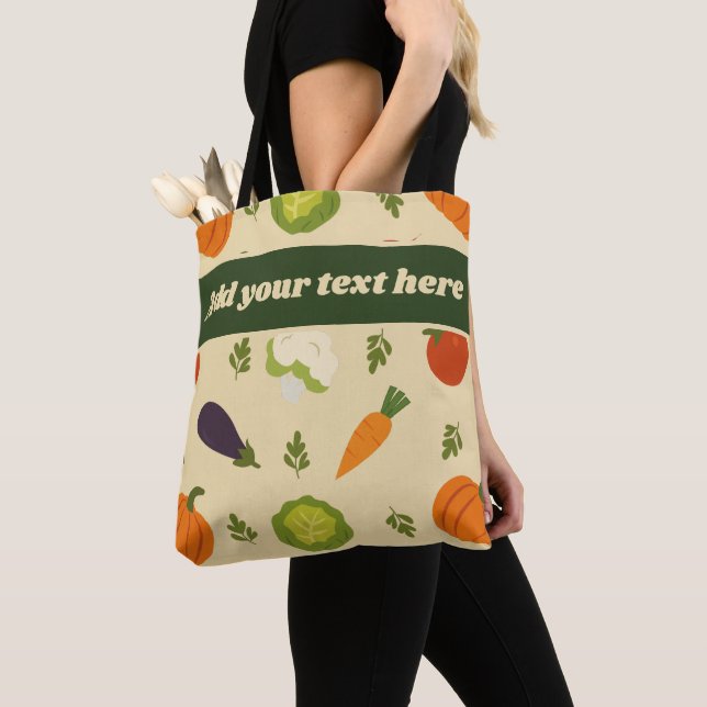 Bolso De Tela Personalizado Veggie Tote Bag Sunshine & Veggies P (Detalle)