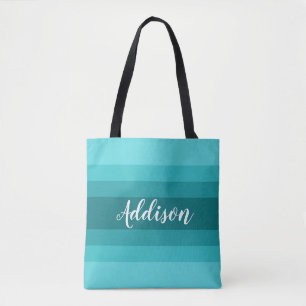 Bolso De Tela Personalizado verde azulado con punción de color