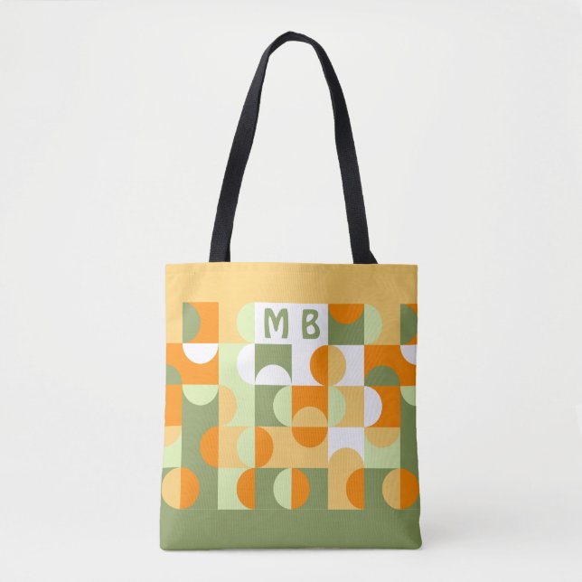 Bolso De Tela Personalizado Verde Brillante Sunny Naranja Patrón (Anverso)