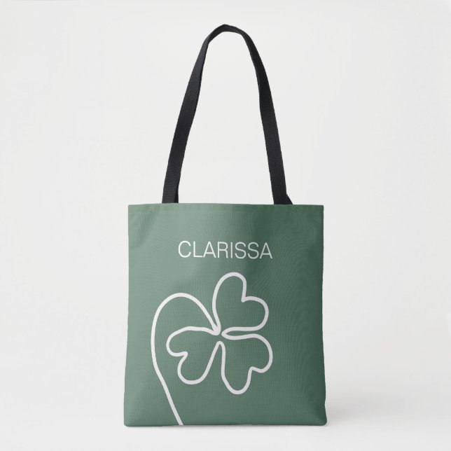 Bolso De Tela Personalizado verde de dibujo de la línea de la ho (Anverso)