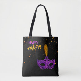 Bolso De Tela Personalizado Violeta y Naranja Esparkles Máscara 