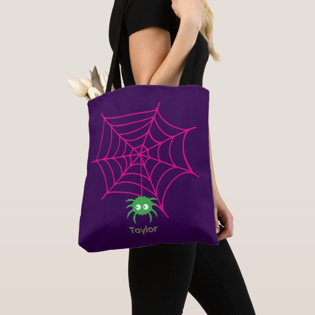 Bolso De Tela Personalizado web Cute Spider Halloween Tote Bag (Detalle)