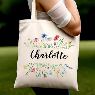 Bolso De Tela Personalizado Wildflower Estética Cumpleaños Perso
