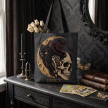PersonalizaGato Negro Esqueleto Cráneo Halloween
