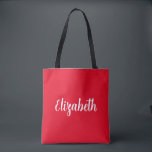 Bolso De Tela Personalizar Añadir Rojo Su Nombre O Plantilla De<br><div class="desc">Reemplace Su Texto De Nombre De Script Aquí Elegante Diseño Minimalista Moderno Plantilla De Tipografía De Compra Rojo Bolsa De Tote.</div>