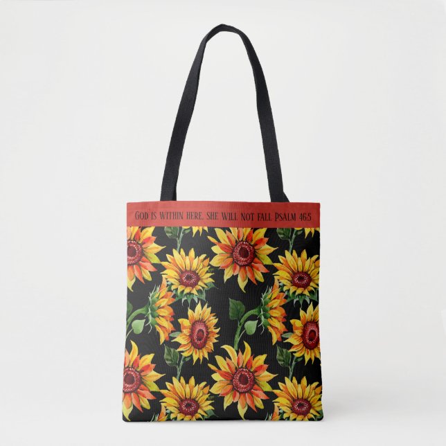 Bolso De Tela Personalizar con nombre o cotización girasol (Anverso)