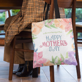 Bolso De Tela Personalizar cuatro flores acuarela Día de la Madr