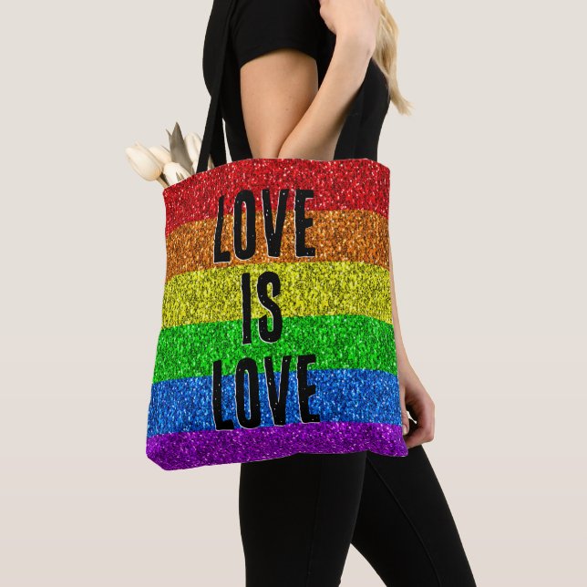 Bolso De Tela PERSONALIZAR de texto de la bandera LGBT vibrante  (Detalle)