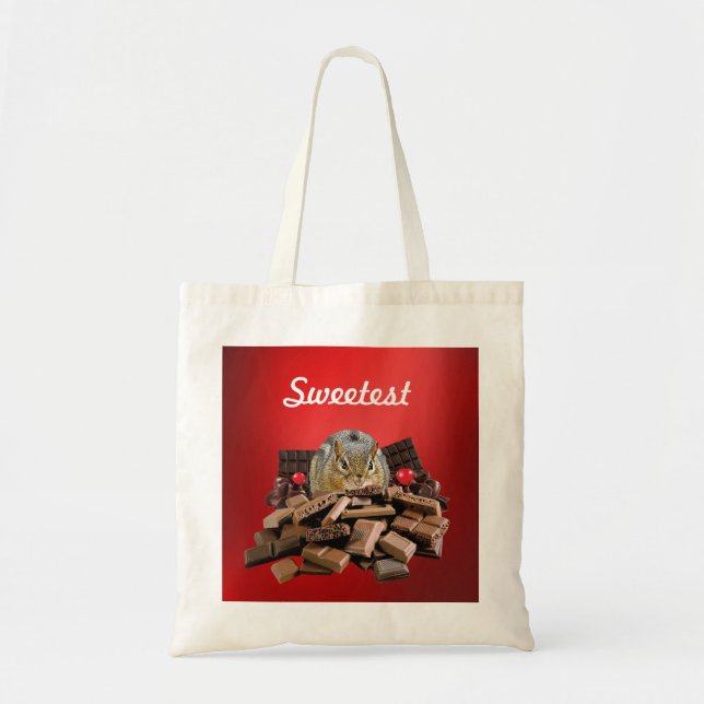 Bolso De Tela Personalizar Dulce Día Chocolate Chipmunk (Frente)