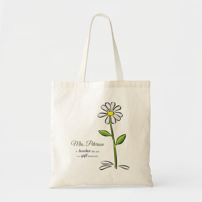 Bolso De Tela Personalizar, profesores gracias, flor religiosa (Frente)
