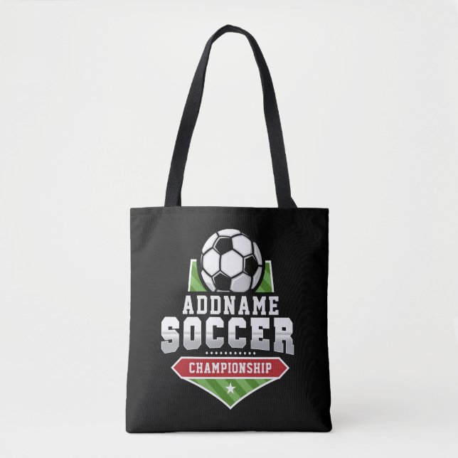 Bolso De Tela Personalizar Soccer ADD TEXTO Varisity Team Player (Anverso)