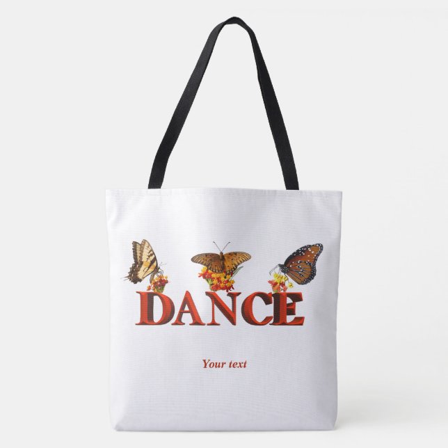 Bolso De Tela Personalize Dance sign with butterflies  (Anverso)