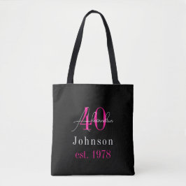 Bolso De Tela Personalized 40th Birthday Black Hot Pink