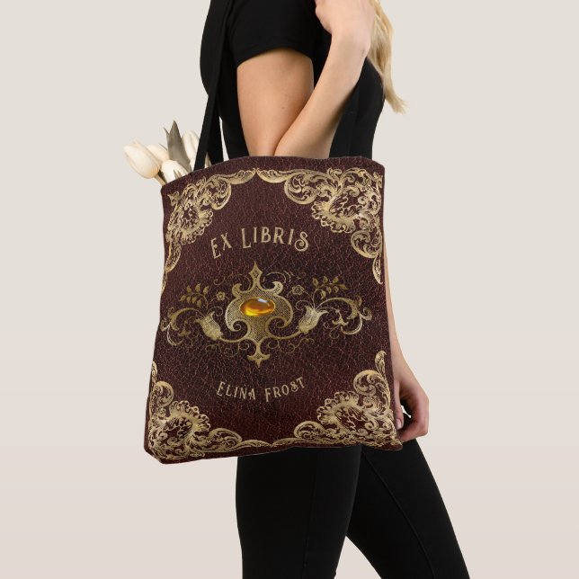 Bolso De Tela Personalized Antique Ex Libris Bookplate Polyester (Detalle)