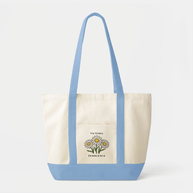Bolso De Tela Personalized April Daisy Birth Flower  (Frente)