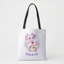 Bolso De Tela Personalized Axolotl Couple Valentine Tote Bag