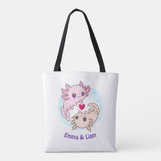 Bolso De Tela Personalized Axolotl Couple Valentine Tote Bag