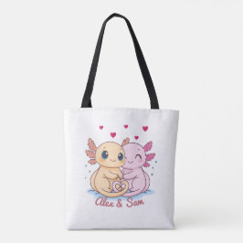 Bolso De Tela Personalized Axolotl Valentine Tote Bag with Names