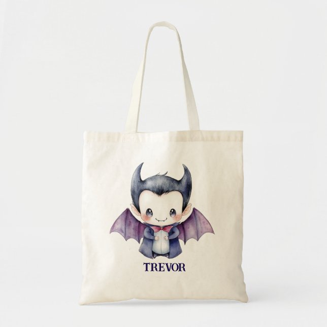 Bolso De Tela Personalized Baby Vampire Trick or Treat Bag  (Frente)