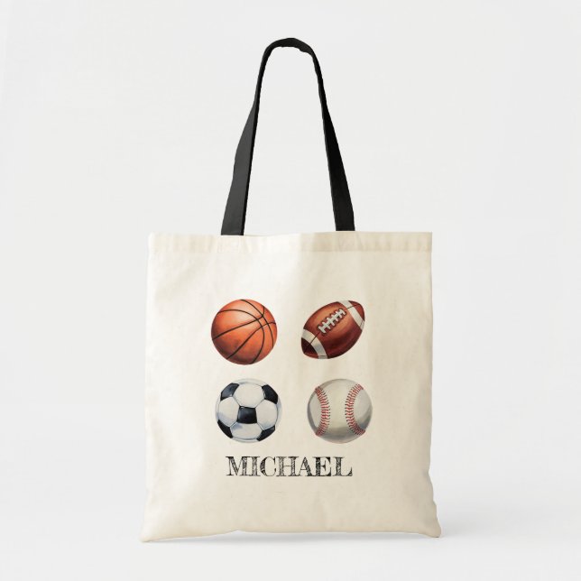 Bolso De Tela Personalized Basketball Baseball Football Soccer   (Frente)
