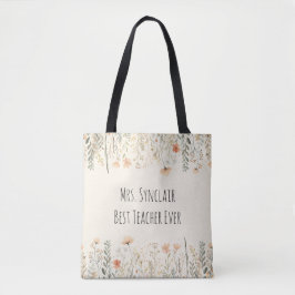 Bolso De Tela Personalized Blush Wildflower Teacher Thank You