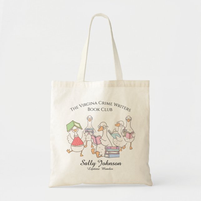 Bolso De Tela Personalized Book Club Tote Bag with Cute Geese (Frente)