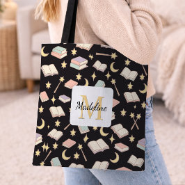 Bolso De Tela Personalized Bookish Girl Cute Magic Name Dark