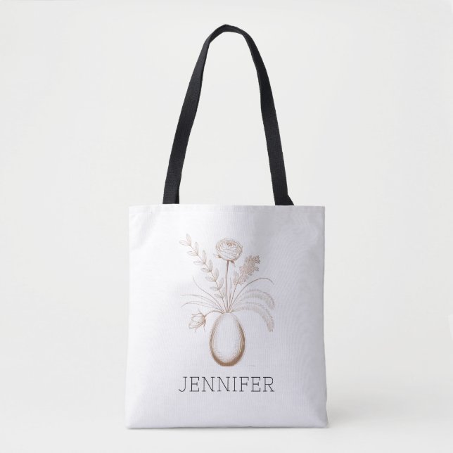 Bolso De Tela Personalized Botanical Easter Tote Bag  (Anverso)