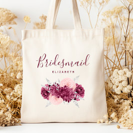 Bolso De Tela Personalized Bridesmaid Floral Burgundy Blush