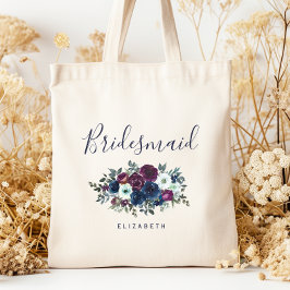 Bolso De Tela Personalized Bridesmaid Floral Navy Blue Purple