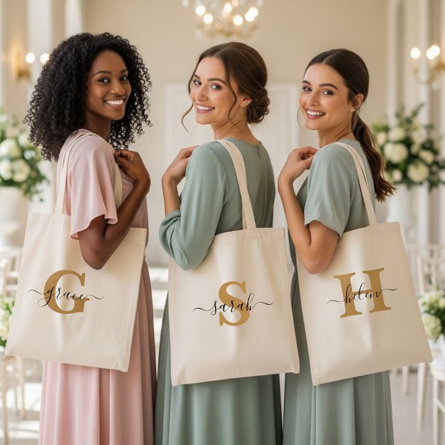 Bolso De Tela Personalized bridesmaid tote bags (Subido por el creador)